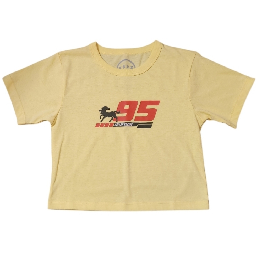 Yellow Graphic Crop T-Shirt Sz XL Nwt